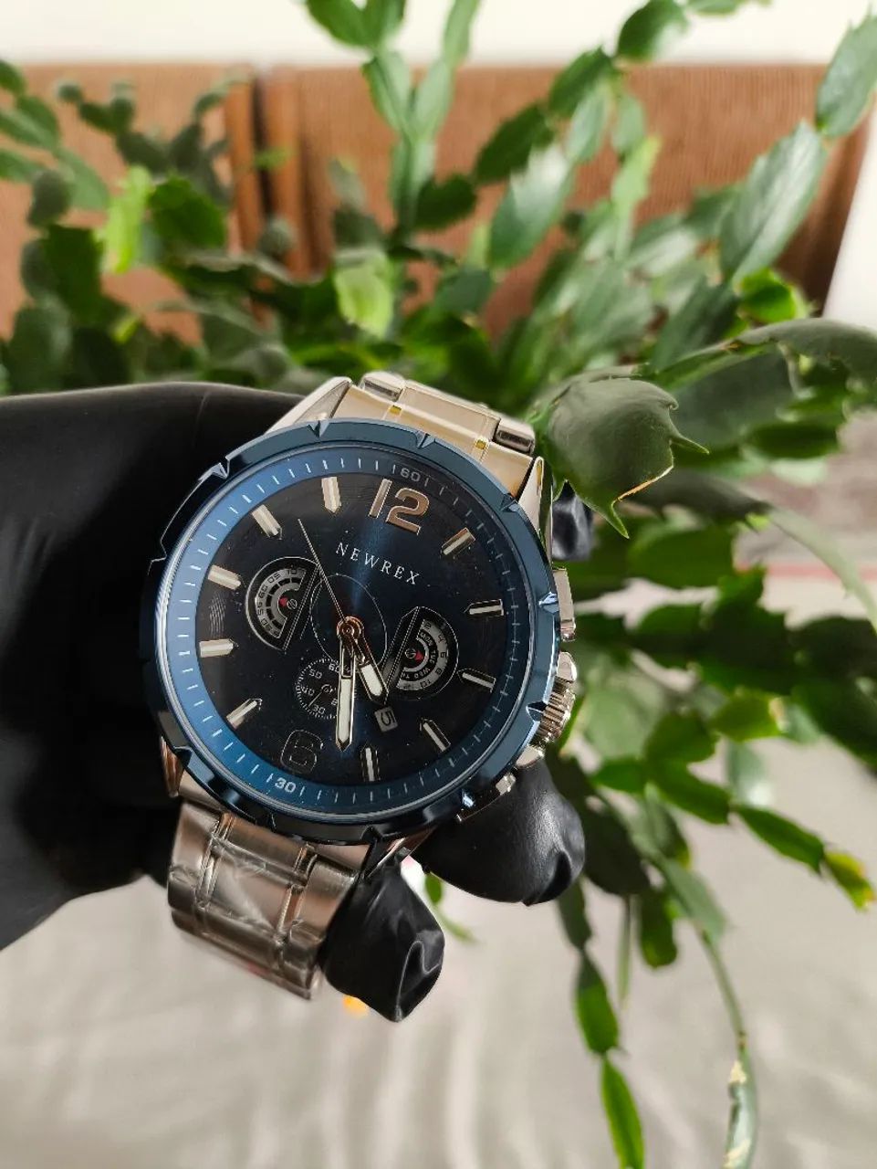 Relógio Masculino Newrex Azul e Prata - Foto 2
