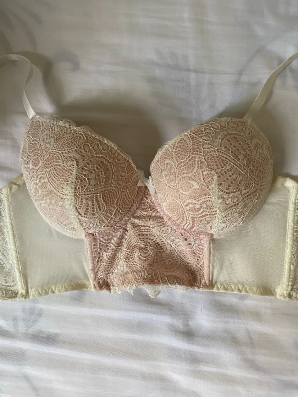 Corset rendado nude e bege - Foto 3