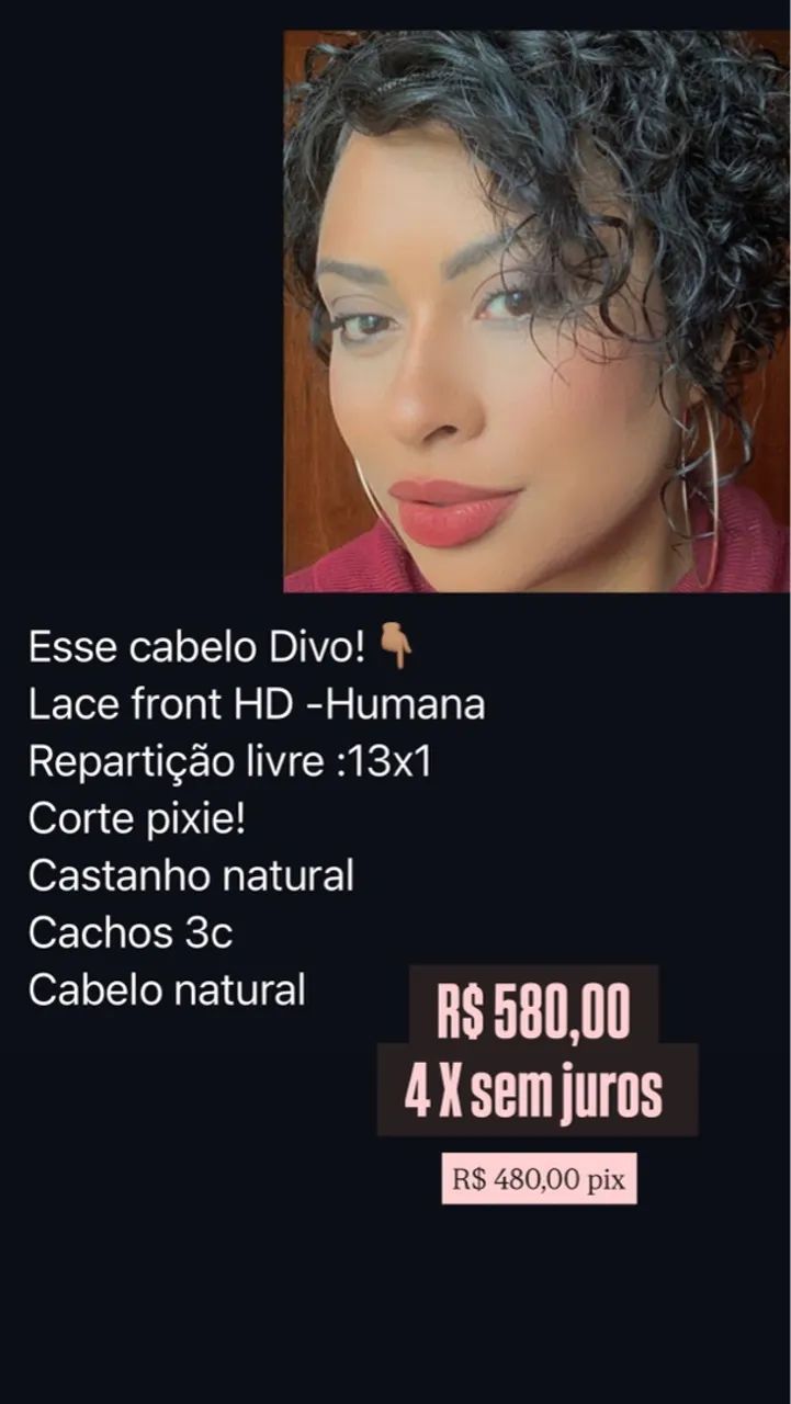 Peruca humana- cacheada corte pixie - Foto 6