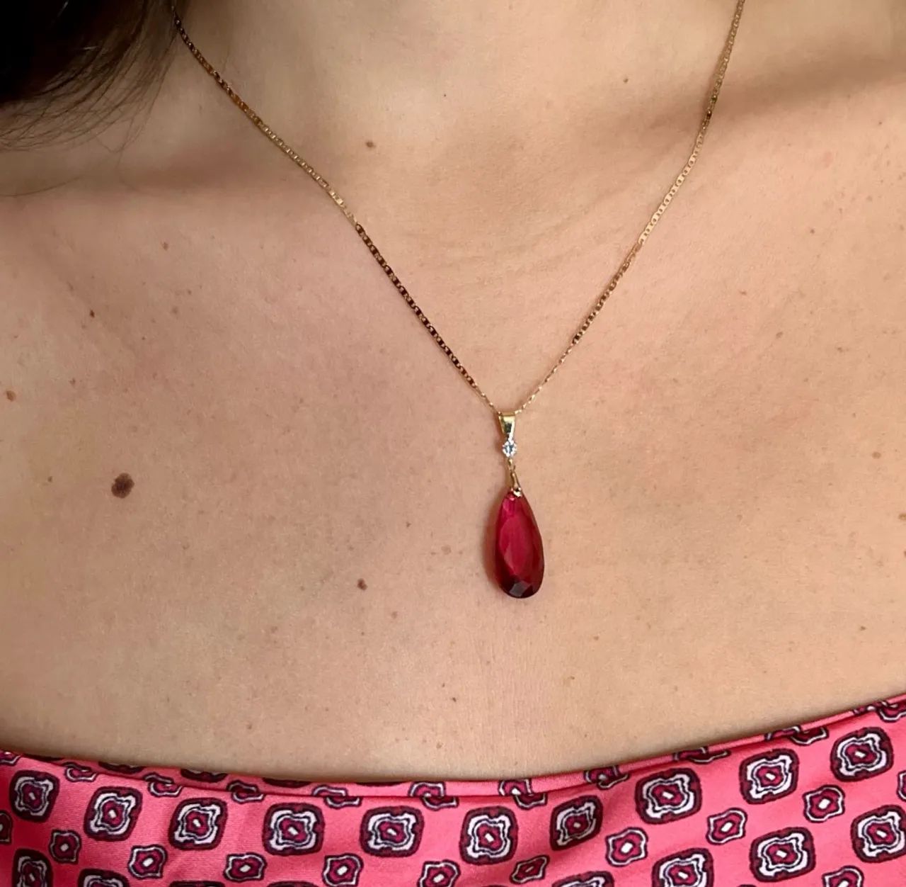 Pingente ouro 18k com rubi sintético  - Foto 5