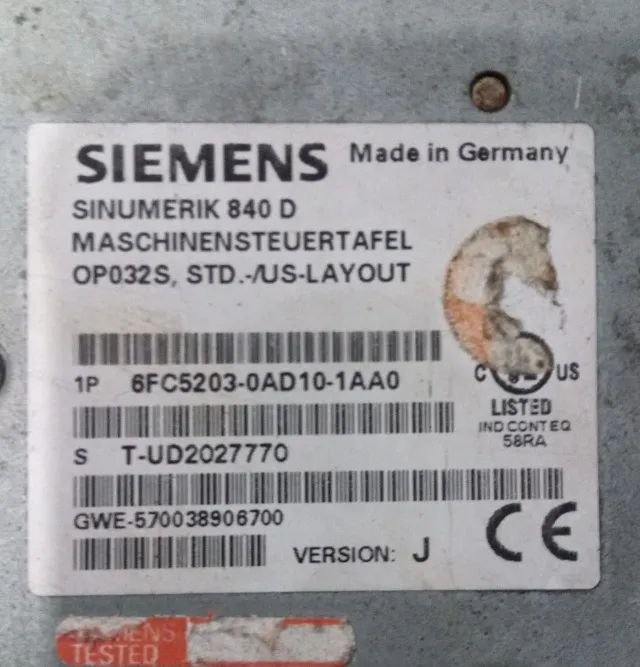 Interface teclado Siemens 840 D 6FC5203-0AD10-1AA0 - Peças para
