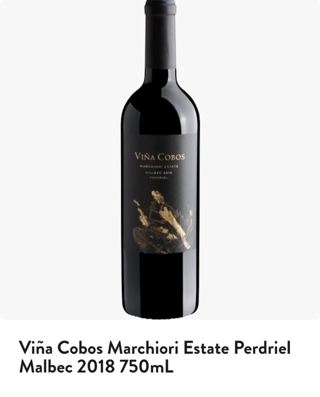 Vinho Viña Cobos Marchiori Estate Perdriel Malbec 2018