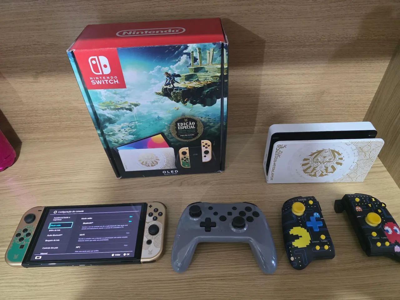 Nintendo Switch Oled Zelda Desbloqueado 256GB + controle Hori