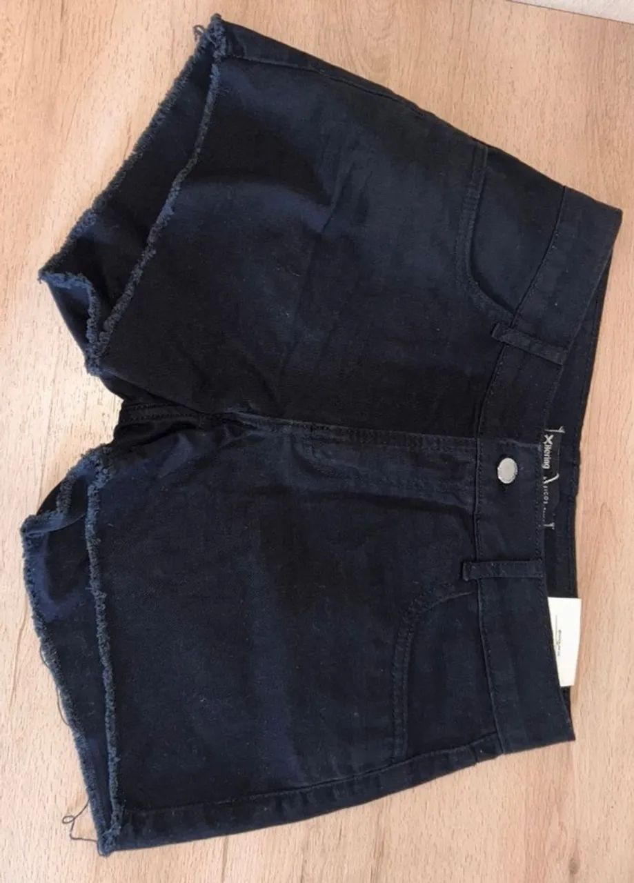 Short Jeans Hering Preto 
