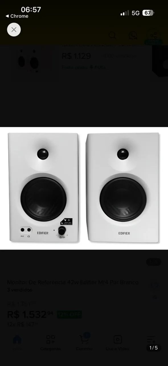 MONITOR EDIFIER MR4 BRANCO
