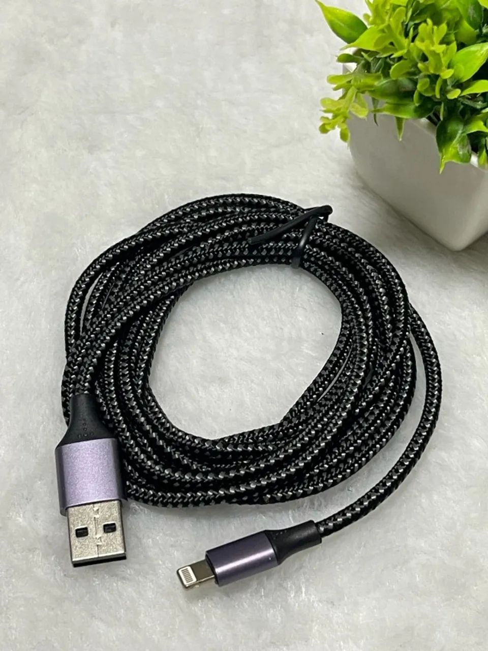 Cabo USB para iPhone TOPK 2m Reforçado Nylon Trançado Alta Durabilidade
