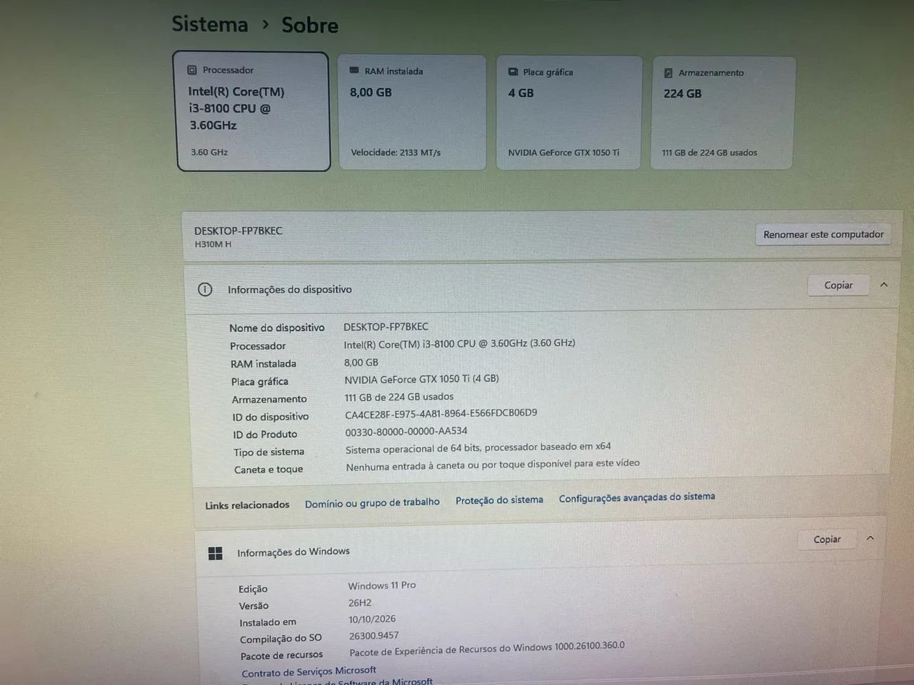 Pc (CPU) de entrada, i3 8th, gtx 1050ti "1700,00" - Foto 3