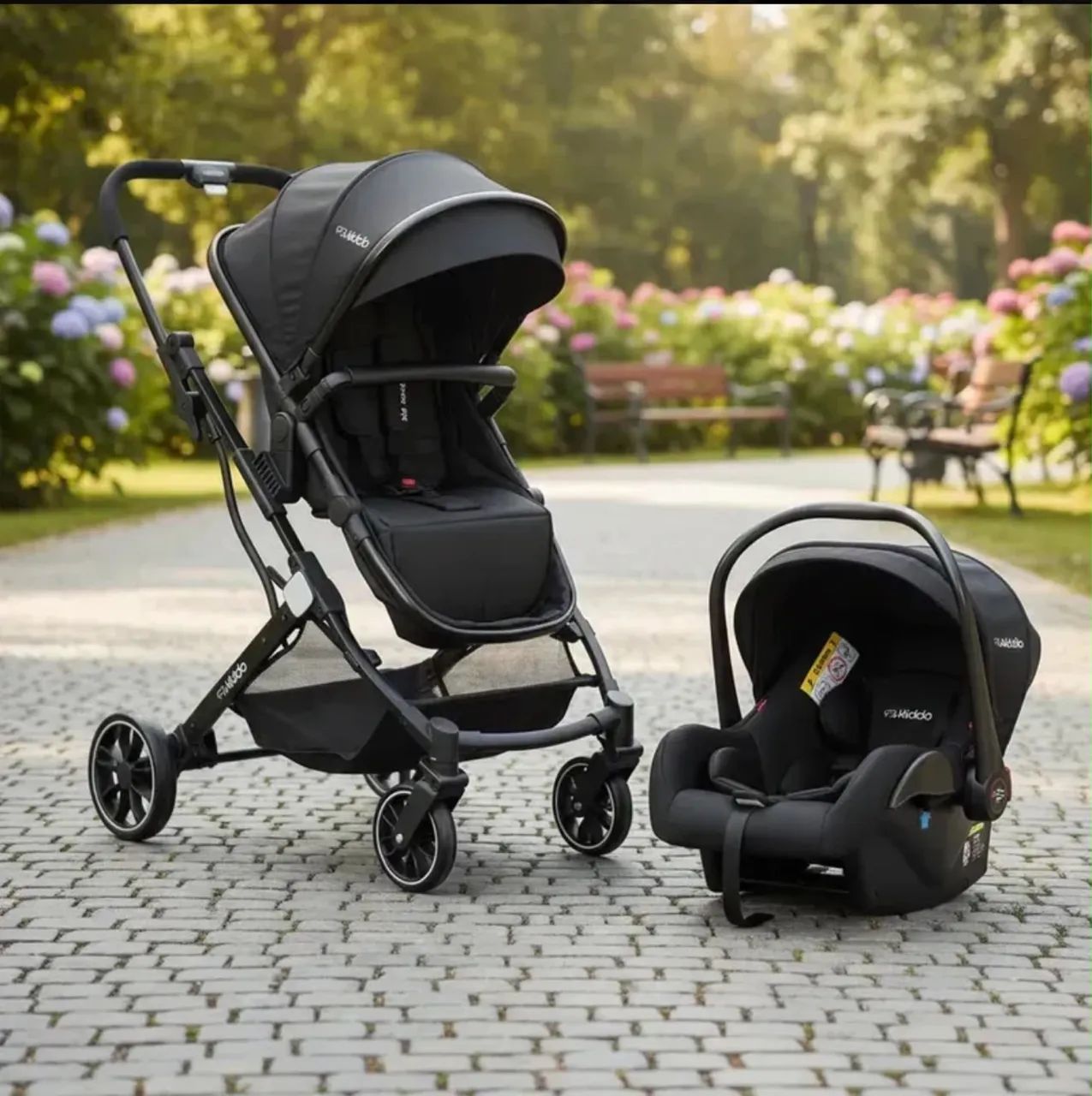 Carrinho De Bebê Moisés Preto E Bebê Conforto - marca KIDDO