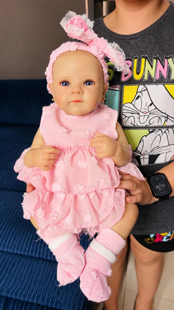 Boneca Bebê Reborn Menina 46cm Corpo Inteiro Vinil - Foto 3