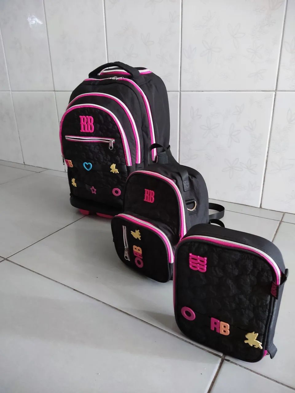 Kit Original Mochila Rodinha Rebecca Bonbon + Lancheira + Estojo 