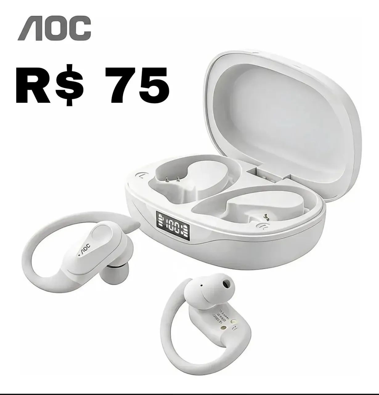 Fone bluetooth AOC Branco R$ 75