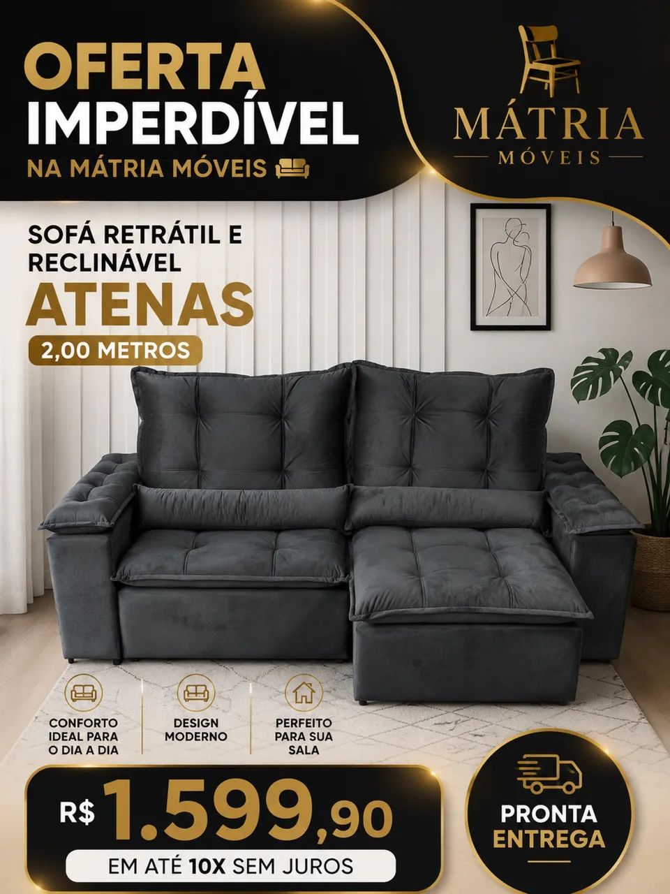 SOFÁ ATENAS 2,00m DIRETO DO DEPÓSITO  - Foto 5