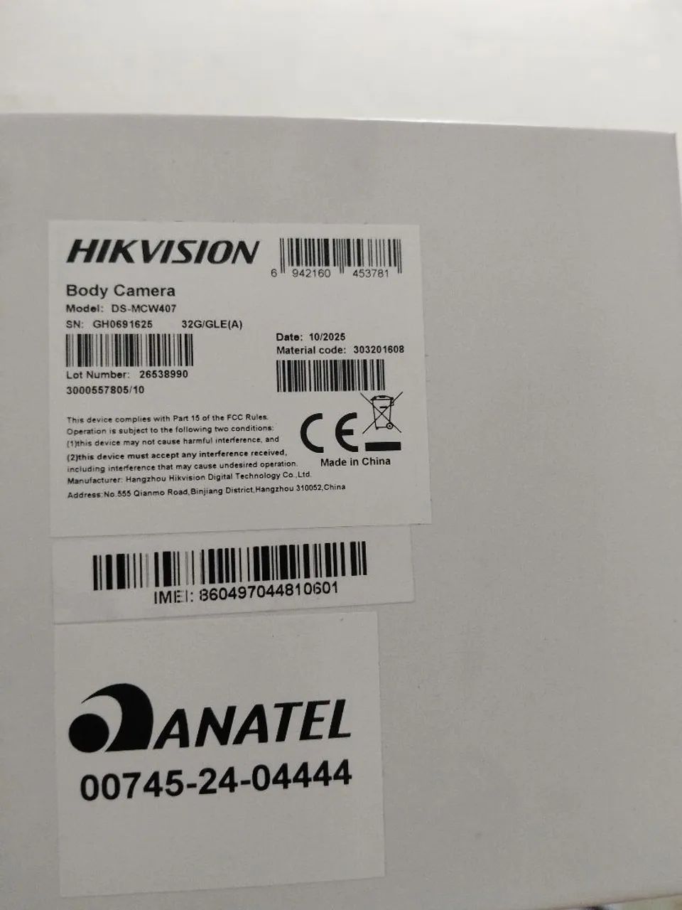 Câmera corporal hikvision modelo DS-MCW407