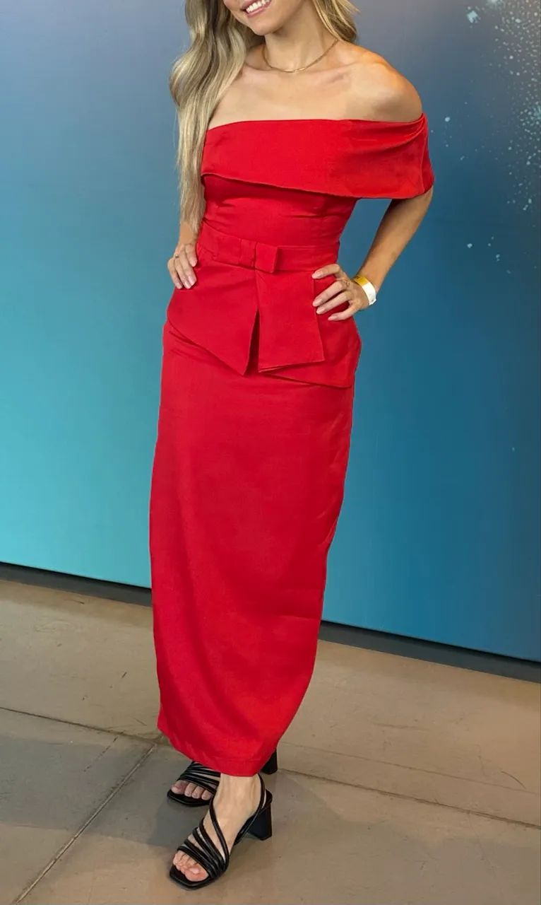 Vestido middi vermelho 