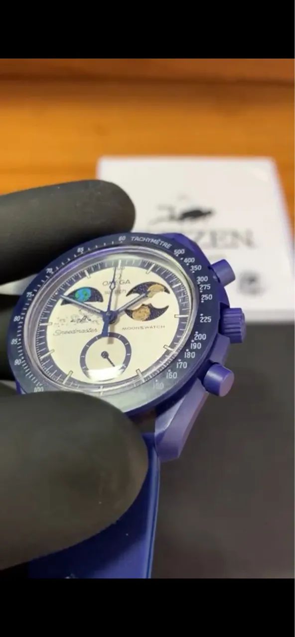RELOGIO OMEGA AZUL LUA E SOL - Foto 4