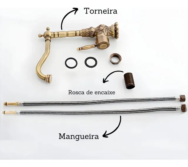 Kit com 2 Torneiras Retrô Monocomando Vintage Baixa e Alta Froral - Foto 5