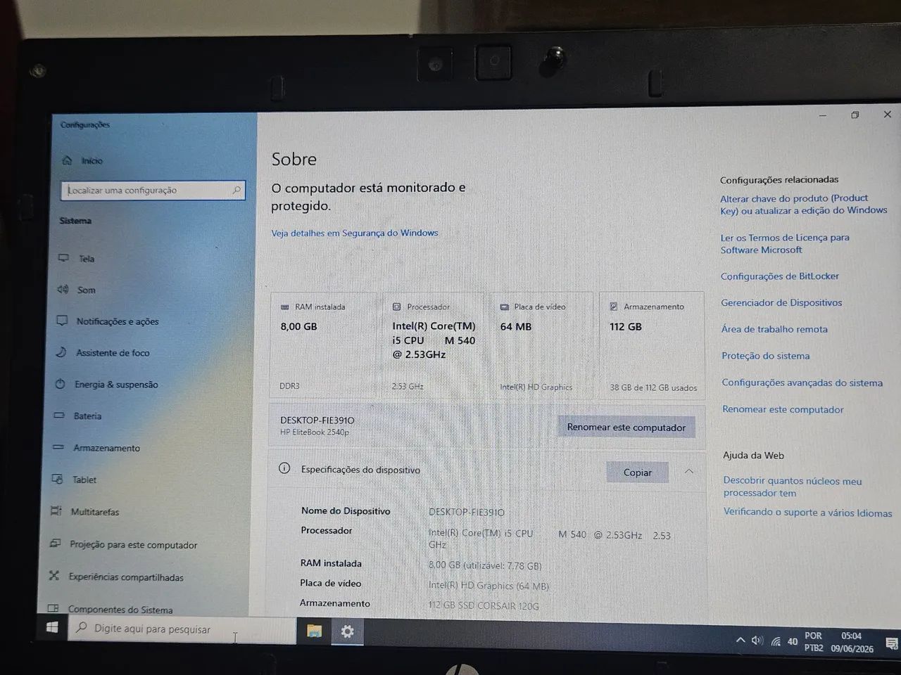 Notebook HP Core I5 540M 8GB RAM SSD120  - Foto 2