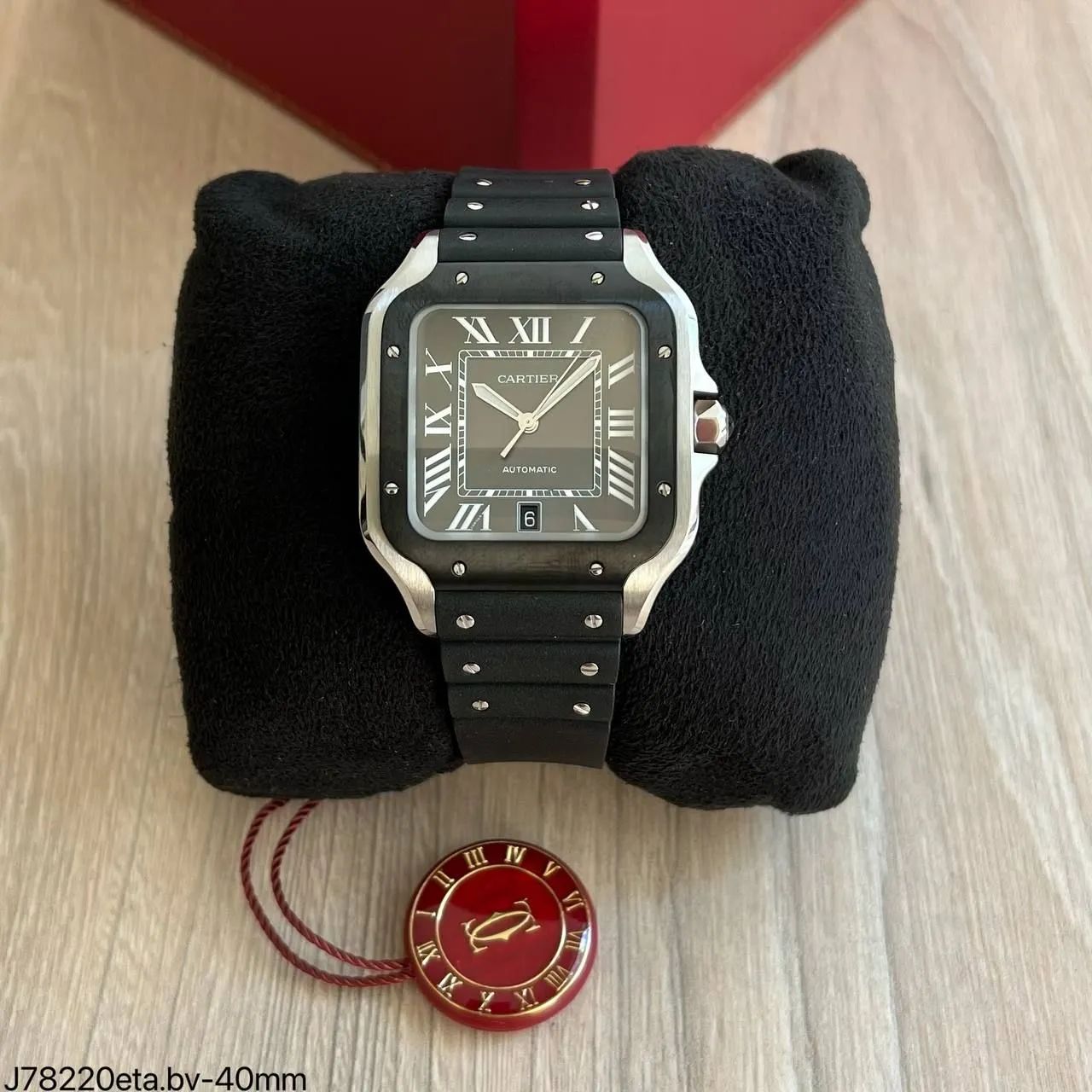 CARTIER SANTOS, PULSEIRA BORRACHA/S.C