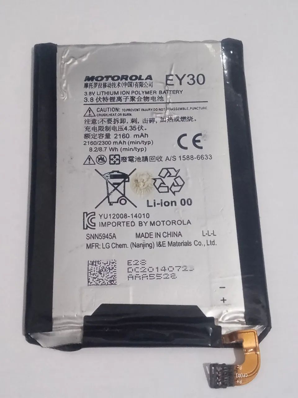 Bateria celular Motorola EY30 X2 ( XT1097) original 2160mAh