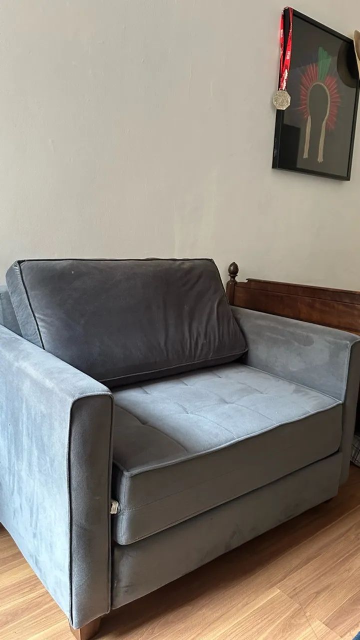  Sofá-Cama Cinza de 2 Lugares Cinza - Foto 3