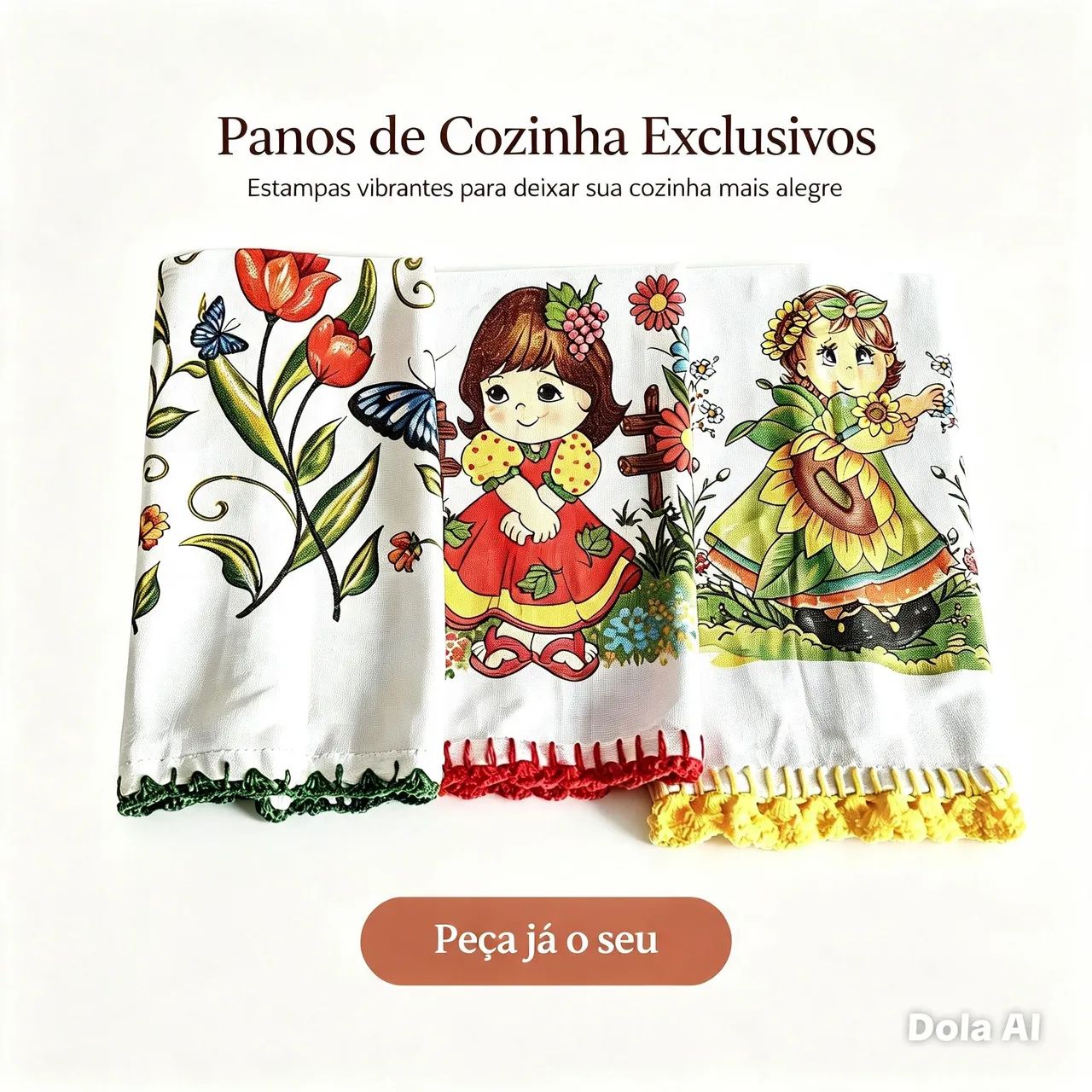 Panos personalizados com caseado de crochê  - Foto 3