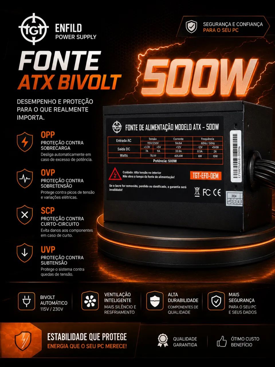 Fonte 500w TGT enfild 