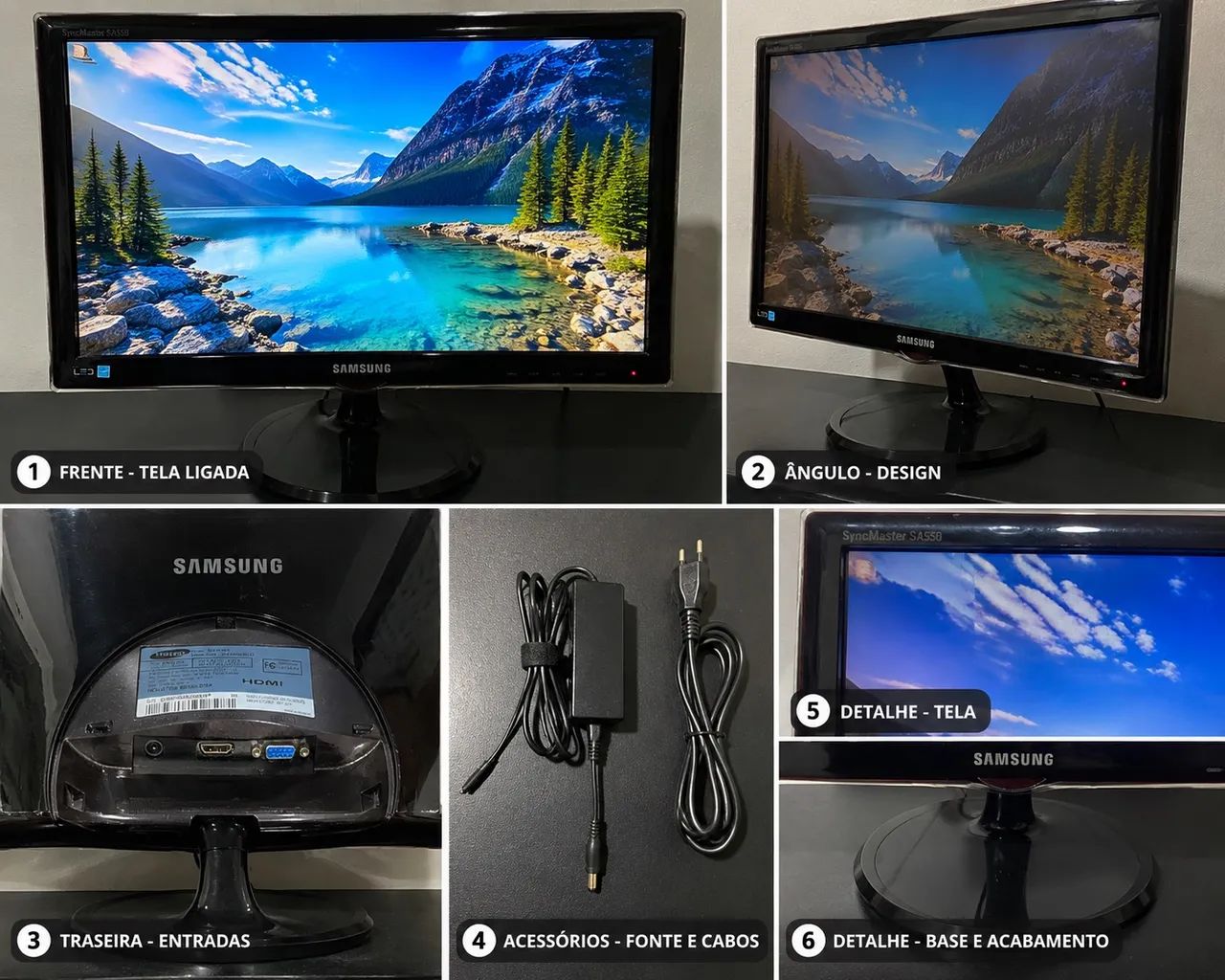 Monitor Samsung 23 Full HD SyncMaster SA550 - HDMI e VGA