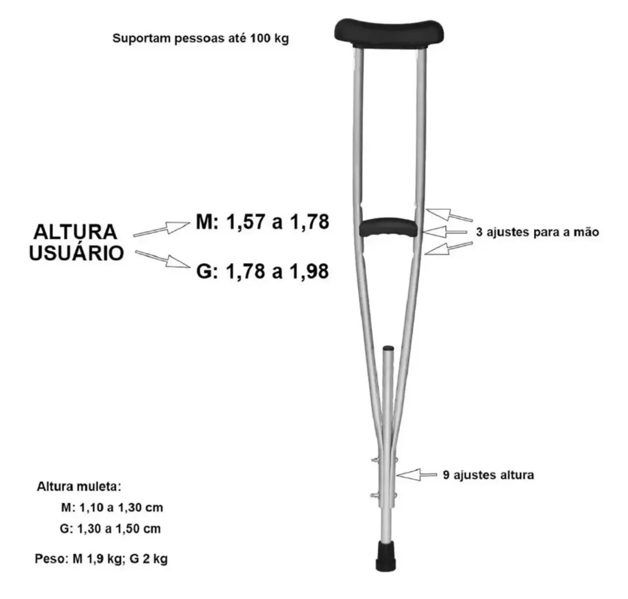 Par de muletas adulto - Foto 2