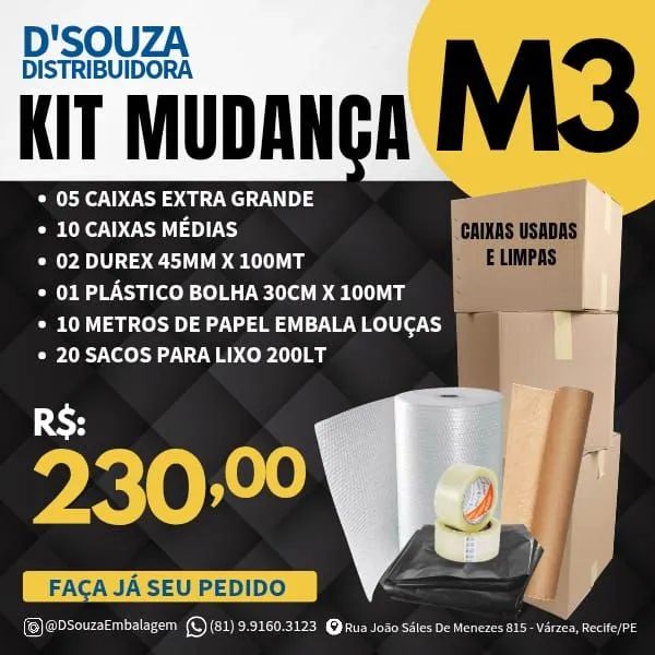 Caixas de Papelão para Empacotamento e kit mudança