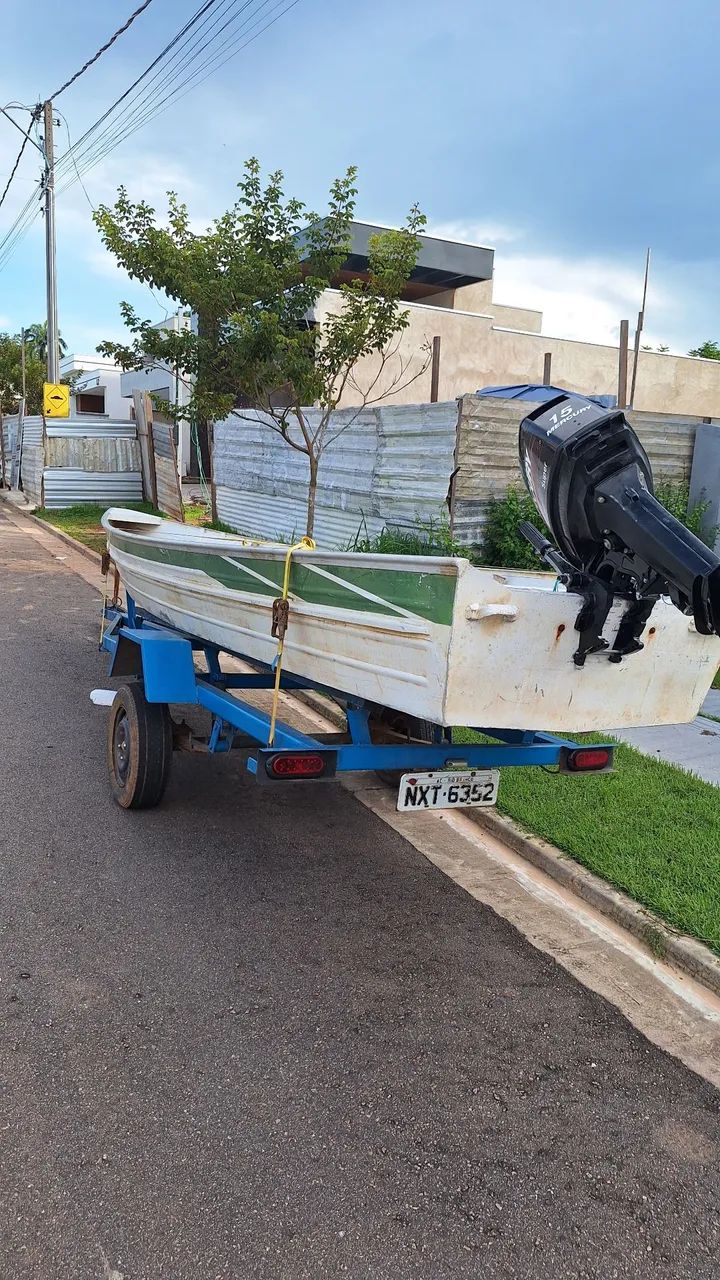 BARCO DE ALUMÍNIO, CHAPA DUPLA, 6 MTS, COM CARRETA E MOTOR MERCURY DE 15 HP - R$ 18.000,00 - Foto 5