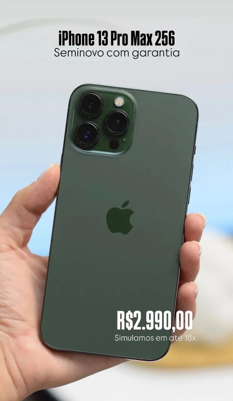 iPhone 13 Pro Max| 256GB| Verde | Bat. 85%| Seminovo impecável com
