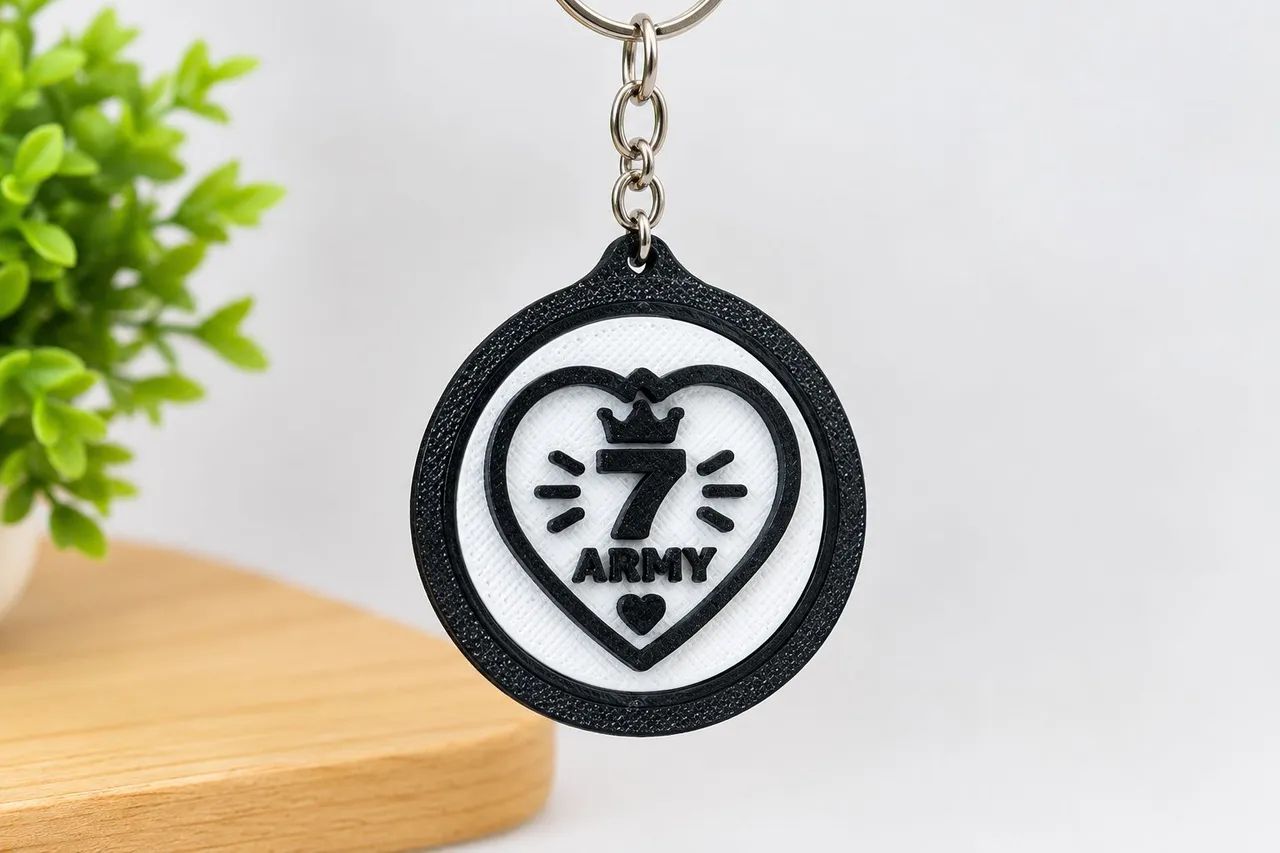 Chaveiro BTS ARMY Giratório 3D Dupla Face Preto e Branco - Foto 2
