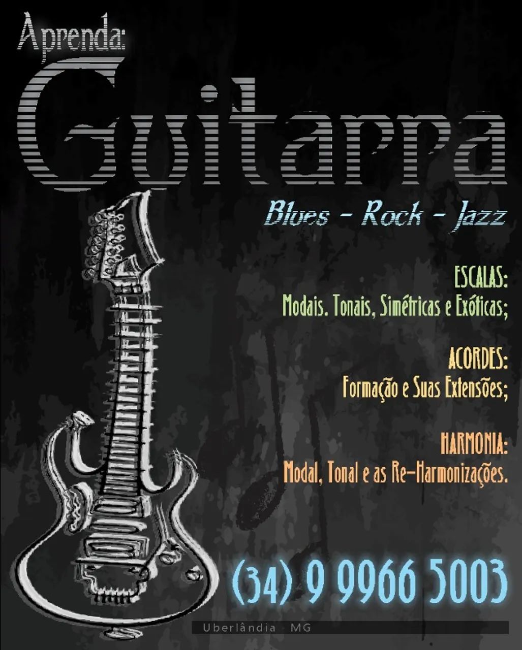 AULAS DE GUITARRA BLUES, ROCK, JAZZ E FUSION