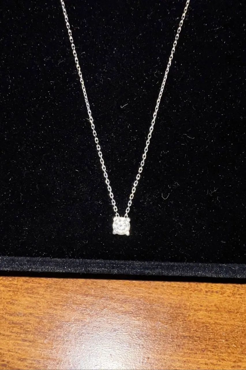 Colar ouro branco com diamante natural - Foto 3