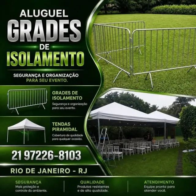 Aluguel Grades de isolamento e Tendas Piramidal 