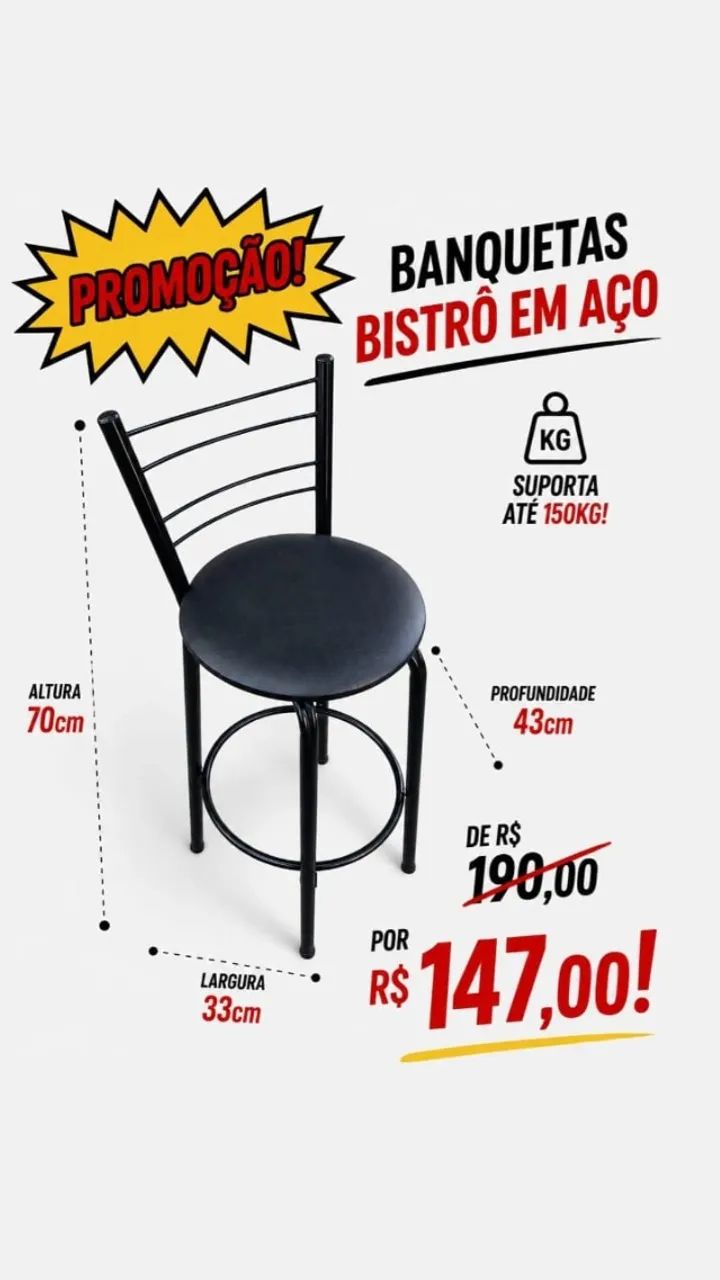 Banqueta bistro de aço 