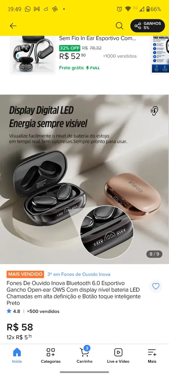 Fone de ouvido Bluetooth  - Foto 2