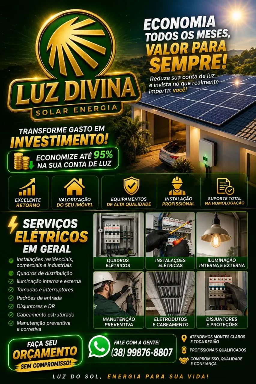 Venda de usina solar e serviços elétricos 