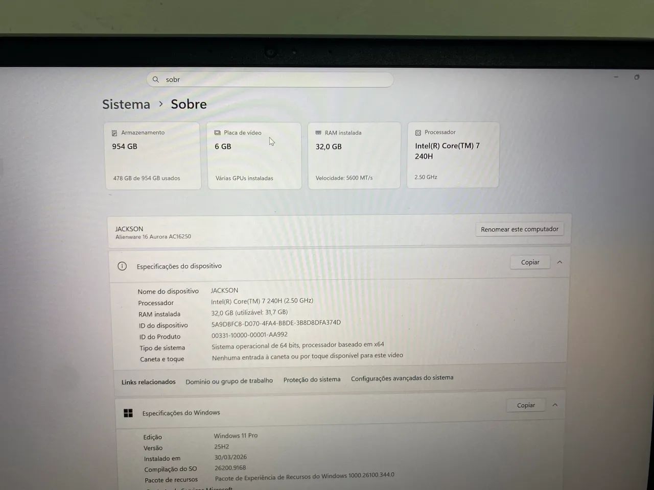 AllienWare aurora 16