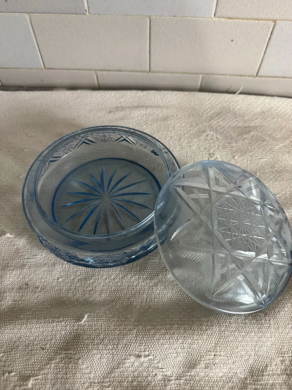 Antiga bomboniere em cristal azul  - Foto 2