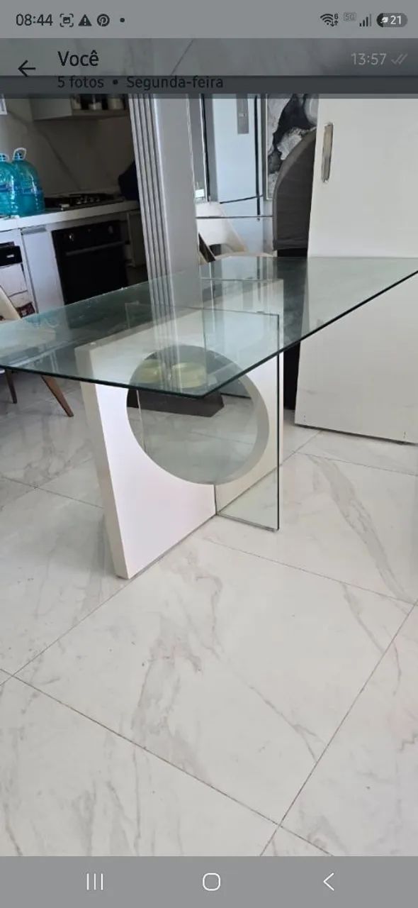 Mesa com tampo vidro temperado e base laqueada - Foto 5