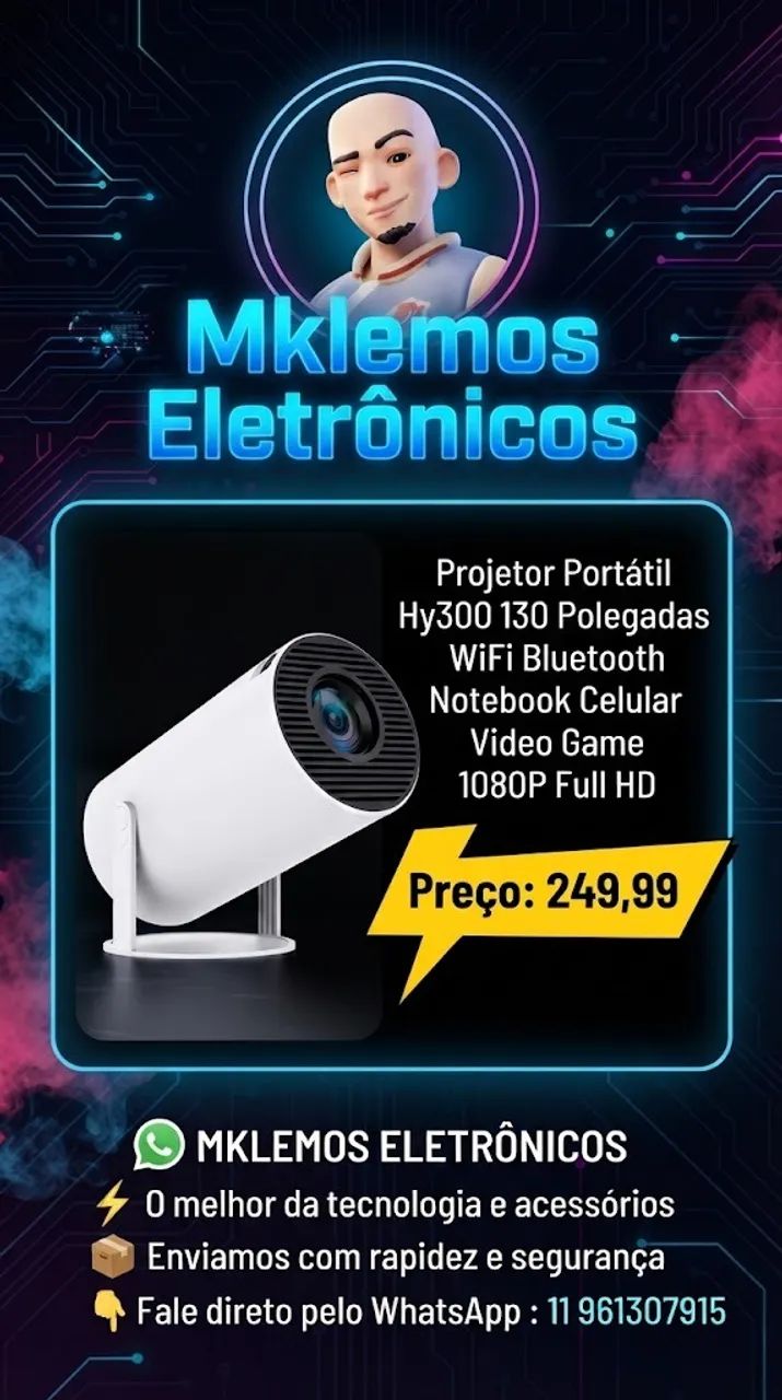 Projetor Portátil Hy300 130 Polegadas Wifi Bluetooth Notebook Celular Video Game 1080P Ful
