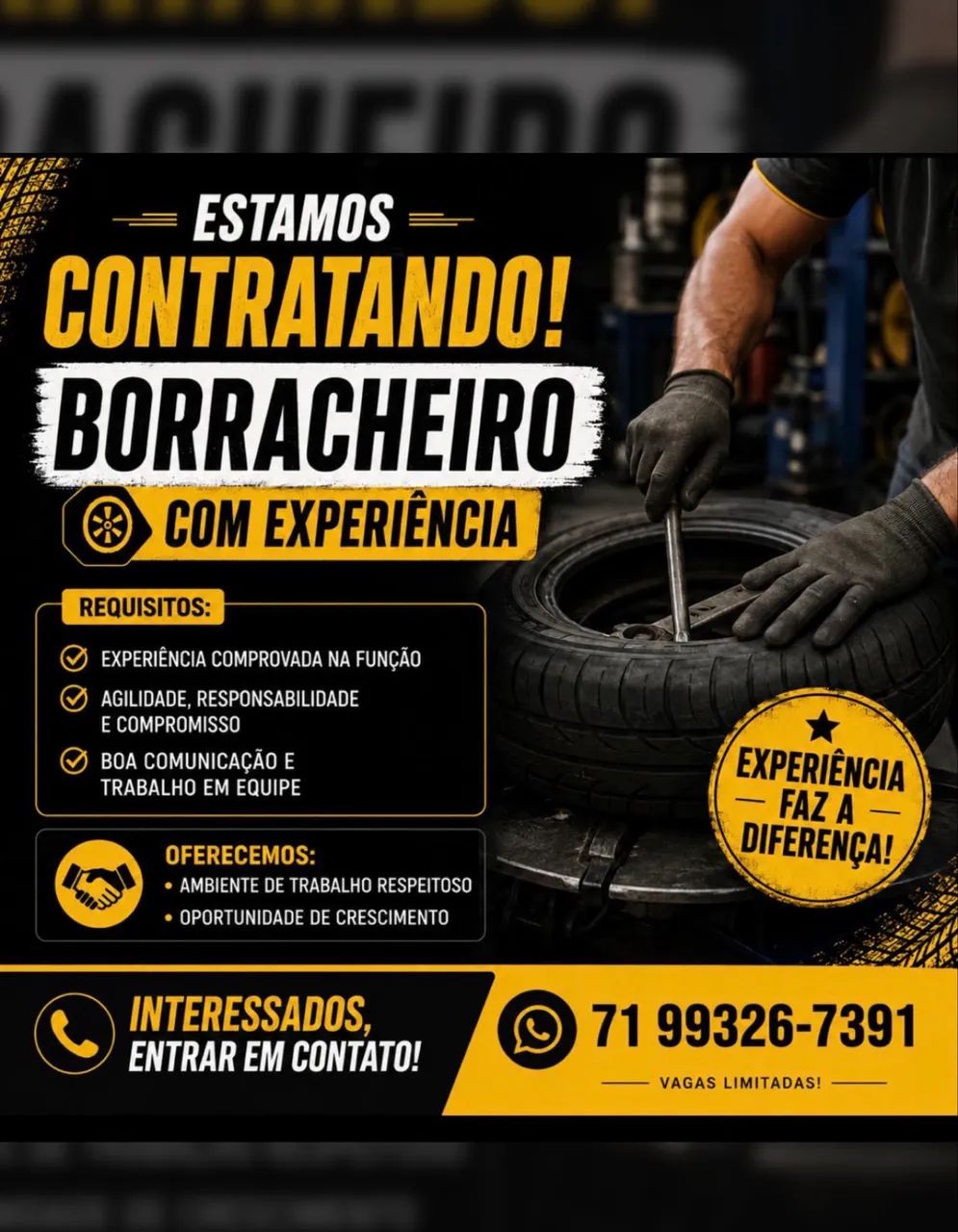 Vaga para Borracheiro 