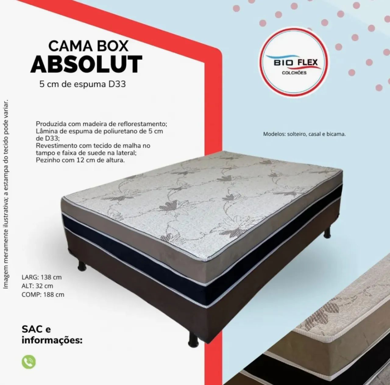 Campeã de vendas voltou  Cama Box Casal d33 / Qualidade e Conforto  - Foto 3