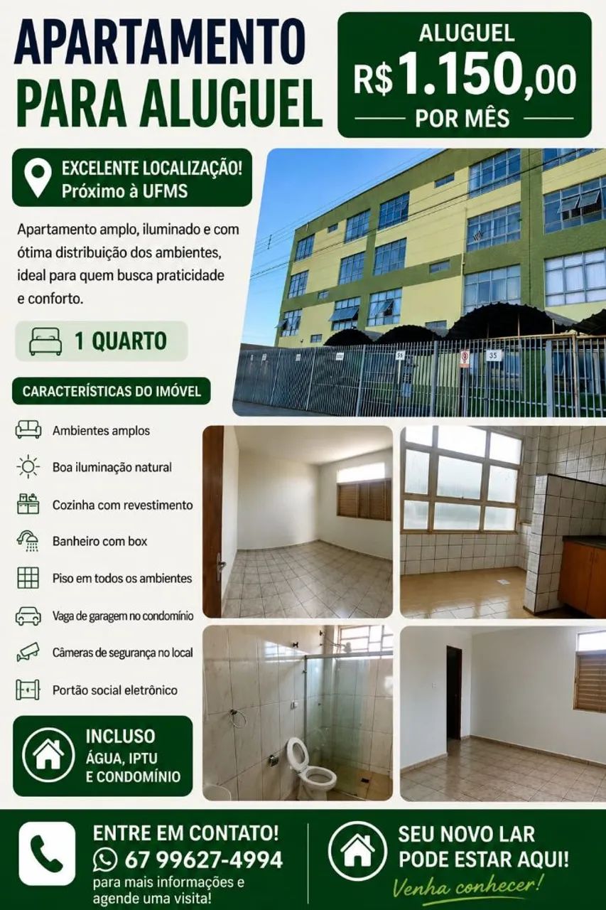 Apartamento próximo a UFMS e ao HU