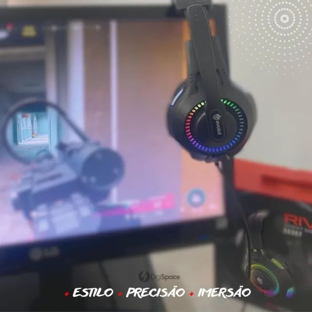Fone De Ouvido Headset Gamer Luz Led RGB RIVAL EG307 - Foto 4