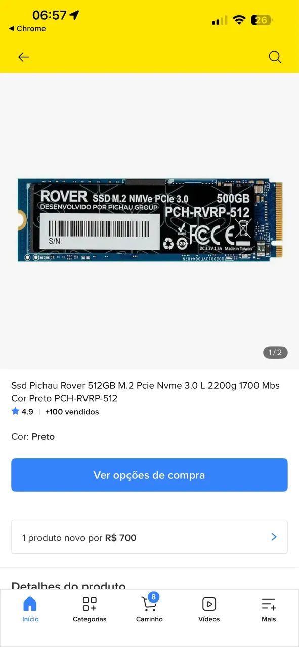 SSD NVME M2 GEN 3 512GB 