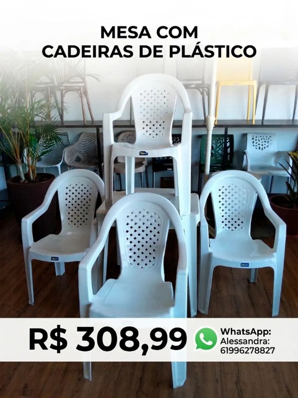 MESA COM POLTRONA DE PLÁSTICO