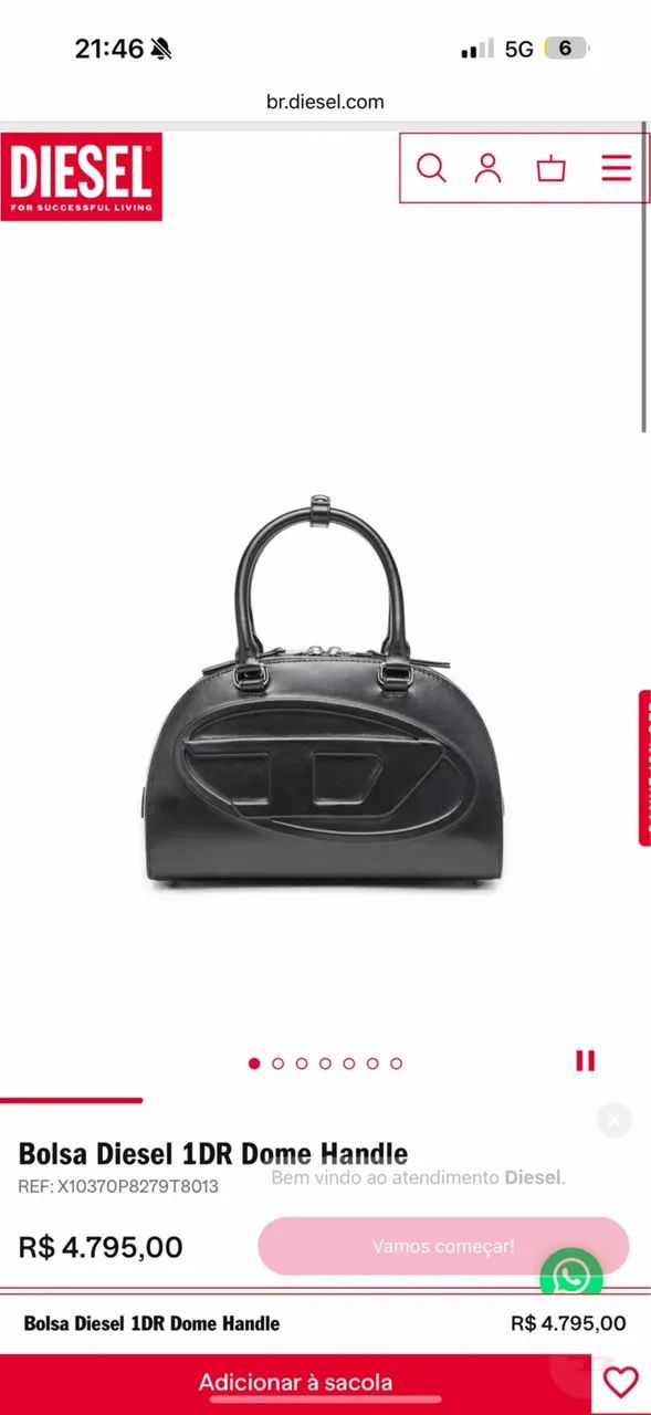 Bolsa Diesel 1DR Dome Handle - Foto 3