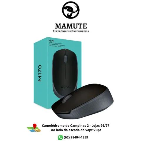 Mouse sem fio Logitech M170 com Design Ambidestro Compacto, Conexão USB e Pilha Inclusa 